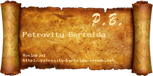 Petrovity Bertolda névjegykártya